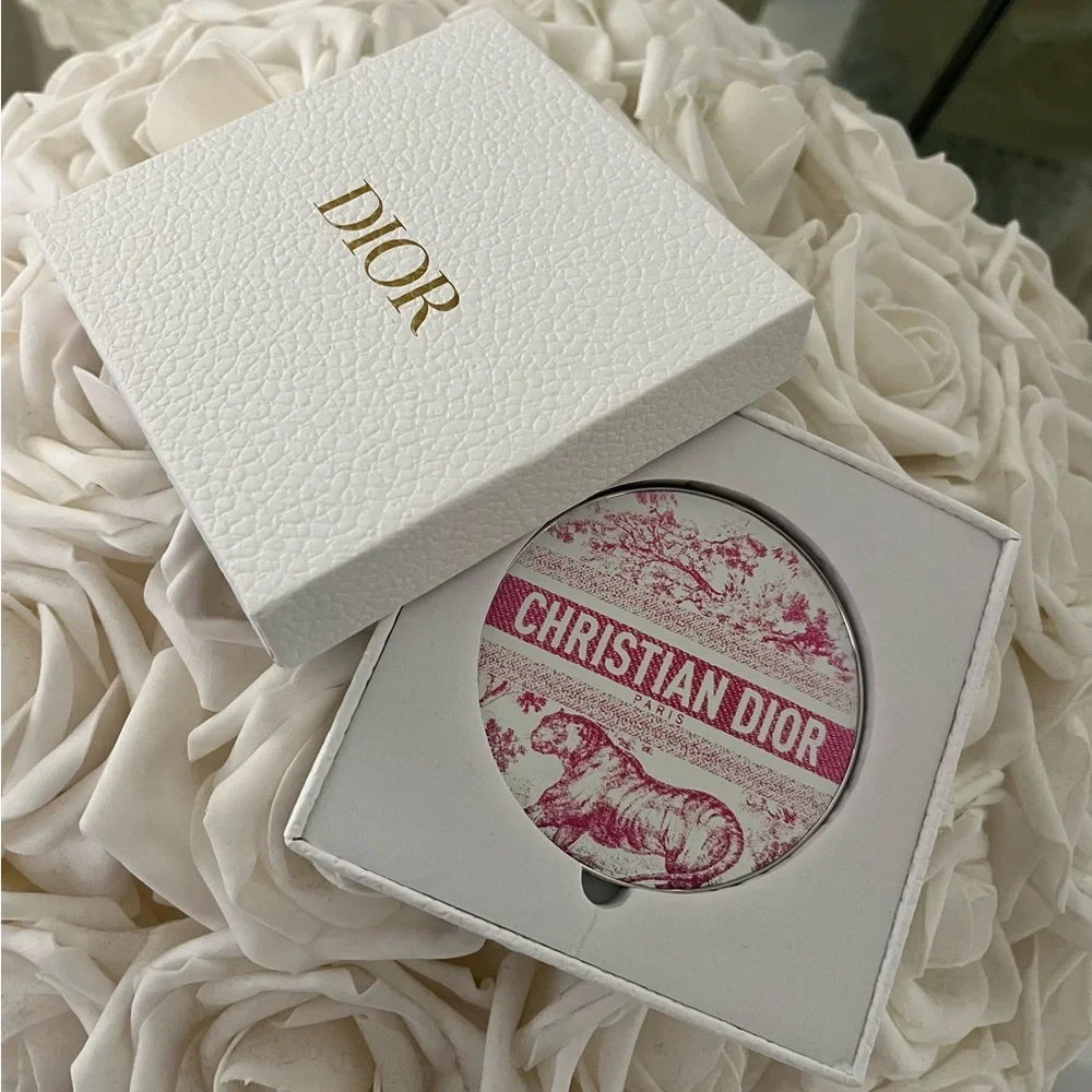 NEW Dior Beauty Pink and White Toile Compact Mirror with gift Box - Picture 1 of 10